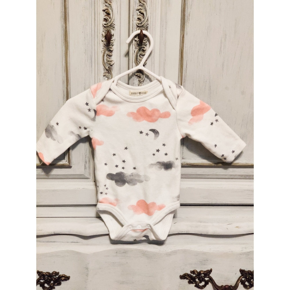 Rabbit & Bear Onesie 0-3 Clouds and Moon